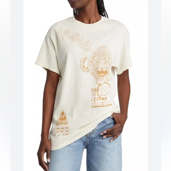 VINYL ICONS Def Leppard 1992 Cotton Graphic Tee In Natural Size X-Small - Picture 1 of 10
